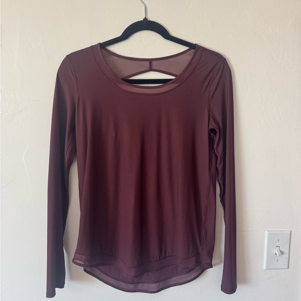 Lululemon Athletica Size 4 Loose Long Sleeve Athletic Workout Top Maroon Purple